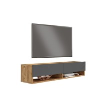 Mueble TV de Pared Color Antracita-Roble 140x31.6x29.6 cm - 2 Puertas - Estilo Moderno y Funcional.