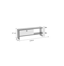 Mueble TV con Diseño Moderno, 1 Puerta y Estantes en Blanco-Madera - 120x25x37cm: Funcionalidad y Estilo para tu Sala