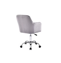 Silla de Oficina en Terciopelo Gris con Patas Metálicas - 94/80x55x54 cm, Estilo Elegante y Confortable.