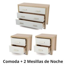 Conjunto de Comoda + 2 Mesillas de Noche - Pack de 3 Piezas